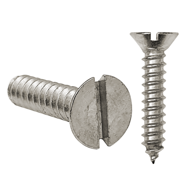 6.3mm (No.14) x 38mm Slotted Countersunk Self-tapping Screw A2 Stainless DIN 7972C