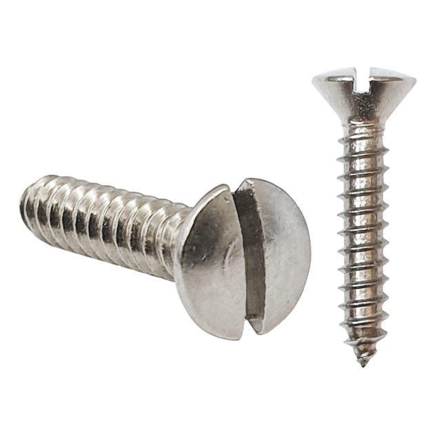 6.3mm (No.14) x 50mm Slotted Raised Countersunk Self-tapping Screw A2 Stainless DIN 7973C