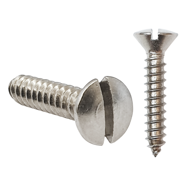 4.8mm (No.10) x 38mm Slotted Raised Countersunk Self-tapping Screw A2 Stainless DIN 7973C