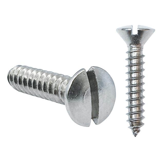 5.5mm (No.12) x 32mm Slotted Raised Countersunk Self-tapping Screw BZP DIN 7973C