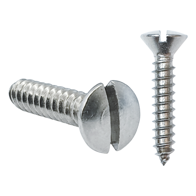 4.2mm (No.8) x 16mm Slotted Raised Countersunk Self-tapping Screw BZP DIN 7973C