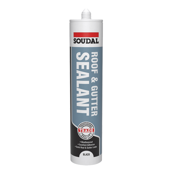 Soudal Trade Roof and Gutter Sealant, Black 290ml (121656). Part of a larger range of Soudal sealants etc.