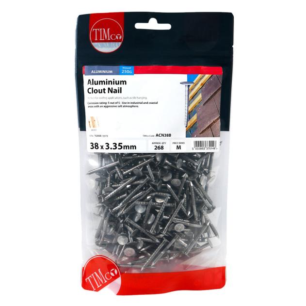 TIMco ACN38B 3.35mm x 38mm Aluminium Clout Nail 250G