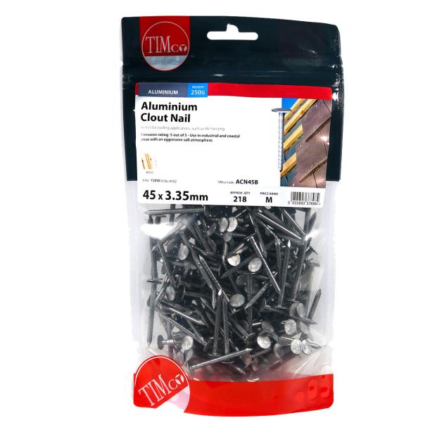 TIMco ACN45B 3.35mm x 45mm Aluminium Clout Nail 250G