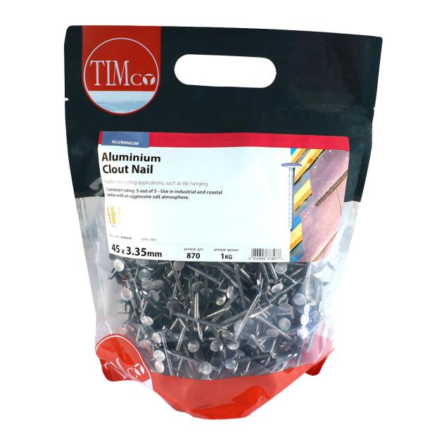 TIMco ACN45B 3.35mm x 45mm Aluminium Clout Nail 1KG