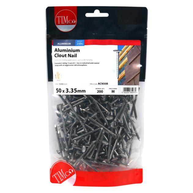 TIMco ACN50B 3.35mm x 50mm Aluminium Clout Nail 250G