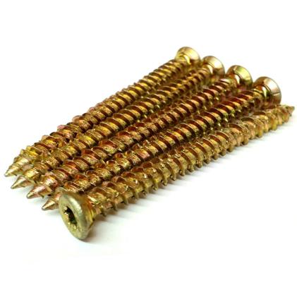 7.5 x 100mm Countersunk Concrete Screws, Torx (TX30), Zinc & Yellow - Box of 100, 00060TCON