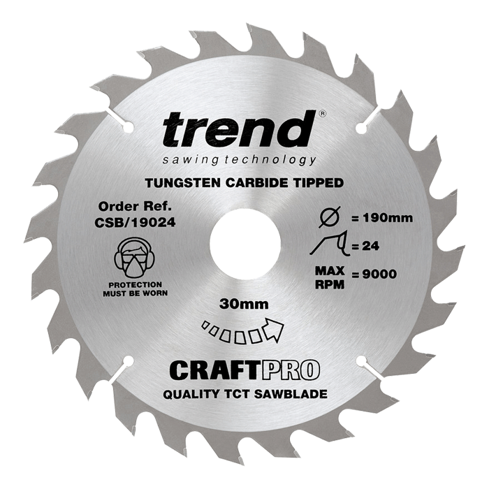 Trend Circular Saw Blade 190mm x 30mm x 24T ( CSB-19024TC) CLEARANCE