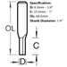 Trend Two Flute Cutter, 6.3mm diameter, C008X1/4TC, cutter diagram.