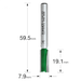 Dimensions for the Trend C011X1/4TC Two Flute Cutter 7.9mm 19.1mm.