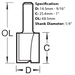 Two Flute Straight Cutter from Trend showing dimensions.