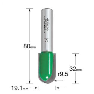 Size diagram in millimetres for the Trend Radius Router Cutter, C056AX1/2TC