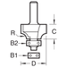 Size guide for Trend Rounding Over Router Cutter with a 4.8mm x 12.7mm cutting head. C075X1/4TC