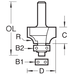 Product dimension image of the Trend C079X1/2TC Rounding Over Router Cutter 12.7mm x 19.1mm