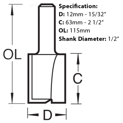 Dimension for Trend Craft Pro Router Cutter. Part of the growing range of Trend router cutters supplied form Fusion Fixings.