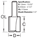 Dimension for Trend Craft Pro Router Cutter. Part of the growing range of Trend router cutters supplied form Fusion Fixings.