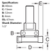 Size diagram for the Intumescent Router Cutter from Trend.