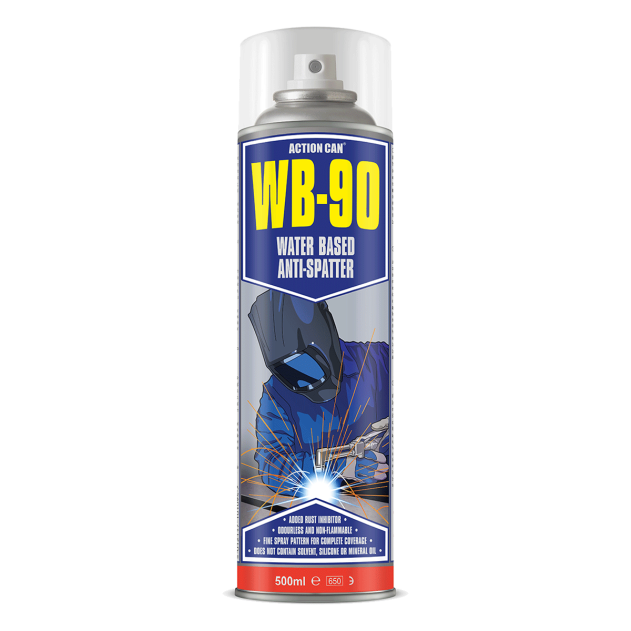 500ml Action Can WB-90, water-based anti-spatter in a 500ml aerosol. Availalbe from Fusion Fixings along with a range of Action Can products.