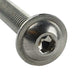 Detail image of the M8 x 8mm A2 stainless steel, flange, socket, button head screw from Fusion Fixings. Shows the hex, flanged button head that offers the extra clamping force and torque during installation