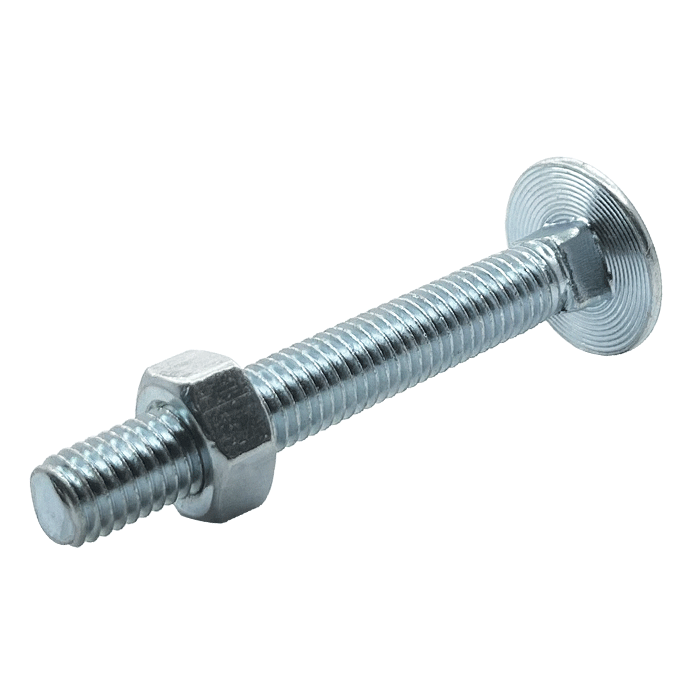 Coach bolt - carriage bolt from Fusion Fixings, supplied with the correct hex nut. Part of a growing range of carriage bolts - coach bolts.