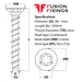 Size guide for the M5 (6mm) x 100mm Countersunk Ankerbolt, Concrete Bolt, Torx (T25) Grade 8.8 BZP