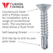 Info image for Self drilling screw, countersunk, 4.2mm (No.8) x 38mm, BZP, DIN 7504