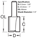 Carbide Tipped, 2 Flute Router Cutter Dimensions.