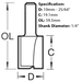 Dimensions for the Trend Two Flute Router Cutter, 10mm x 25mm, C016X1/4TC.