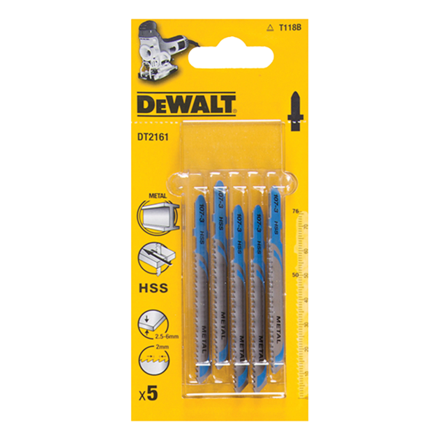 76mm DeWalt jigsaw blades for metal, T118B, HSS, Pack of 5 (DT2161-QZ) - CLEARANCE