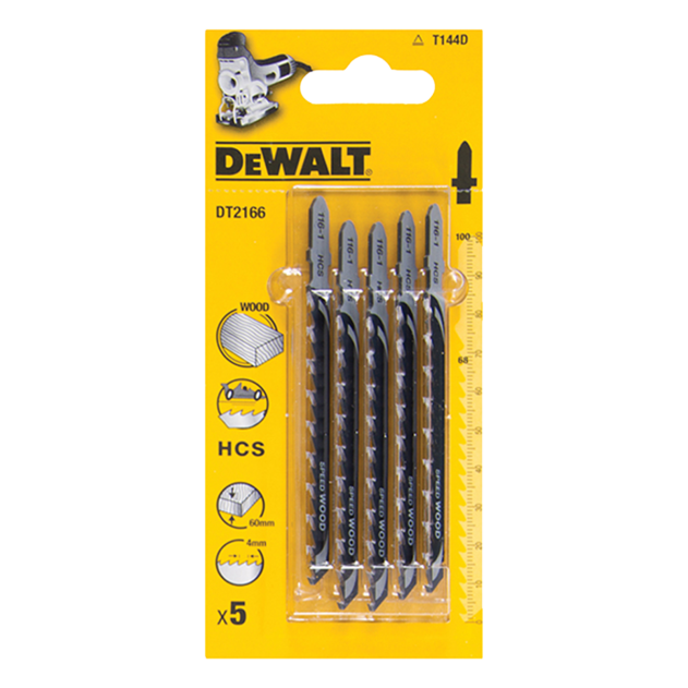 DeWalt DT2166 HCS Wood Jigsaw Blades 100mm T144D Pack of 5