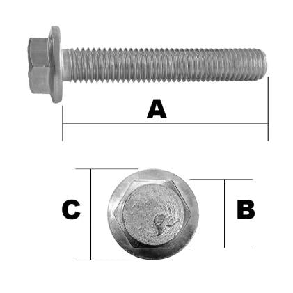 M5 x 45mm Serrated Flange Hex Bolt A2 Stainless DIN 6921