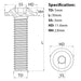 M5 x 50mm Flanged Socket Button Head Screw A2 Stainless ISO 7380-2 screw guide