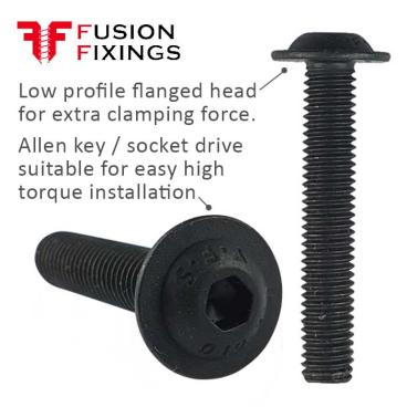 Image showing key points of the M5 x 14mm flanged socket button head screw from Fusion Fixings