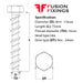 Size guide for the M14 (16mm) x 75mm Hex Head Concrete Ankerbolt, BZP Grade 8.8 steel