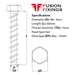 Size guide for the M8 (10mm) x 60mm Hex Head Concrete Ankerbolt, BZP Grade 8.8 steel