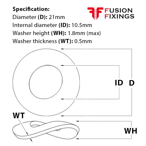 M10 Wave Washer, A1 Stainless Steel DIN 137b