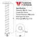 Size guide for the M5 (6mm) x 50mm Pan Head Ankerbolt, (T25) BZP Grade 8.8 steel