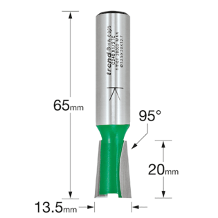 Size diagram Number 2, for the Trend Stair Trenching Router Cutter, with a 95 Degrees x 13.5mm x 20mm cutter head, C240X1/2TC