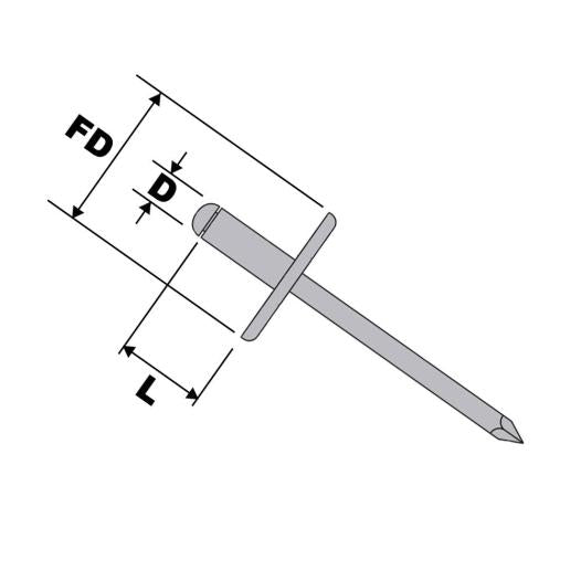 4mm x 14mm Peel Back Pop Rivet Aluminium - Steel