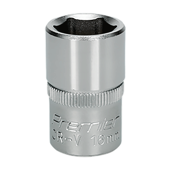 Product photography for 16mm Sealey WallDrive Socket with 1/2” Square Drive, (S1216)