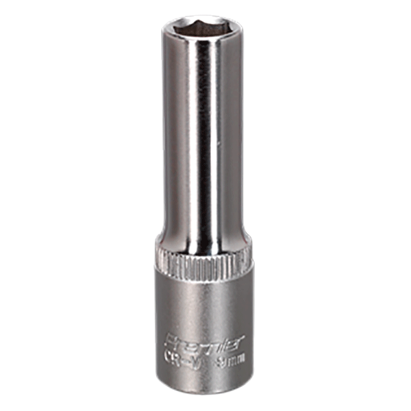 Product image for 9mm Sealey Deep WallDrive Socket, 3/8” Square Drive, (S3809D)