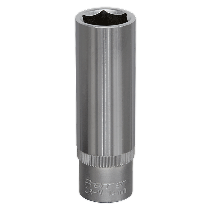 Product photography for 14mm Sealey Deep WallDrive Socket, 3/8” Square Drive, (S3814D) part of an expanding range from Fusion Fixings