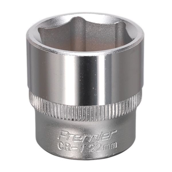 Product photography for 22mm Sealey WallDrive Socket with 3/8” Square Drive, (S3822) part of an expanding range from Fusion Fixings