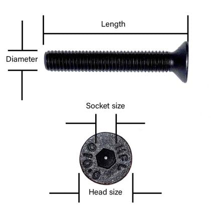 M8 x 70mm Socket Countersunk Machine Screw Self Colour DIN 7991