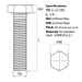 6-32 UNC x 3/8″ Hex Set Screw (Fully Threaded Bolt) A2 Stainless Steel