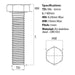 Screw guide for M6 x 140mm Hex Set Screw (Fully Threaded Bolt) A2 Stainless Steel DIN 933 