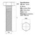 Screw guide for M6 x 40mm Hex Set Screw (Fully Threaded Bolt) A2 Stainless Steel DIN 933 