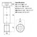 Size diagram for the 10-24 UNC (1/4”) x 5/16”, Socket Shoulder Screw, Self-Colour, Grade 12.9, ANSI B18.3