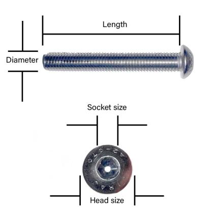 M3 x 8mm Socket Button Head Screw A4 Stainless ISO 7380