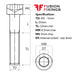 Size guide for the M5 x 25mm Socket Cap Head Screw, Self Colour, DIN 912